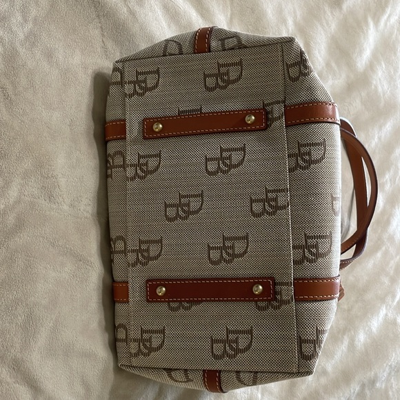 Dooney & Bourke Front Pocket Satchel Signature Canvas Leather trim handles - Picture 10 of 15